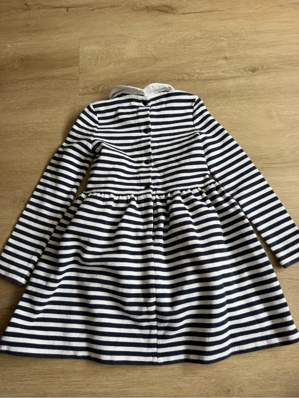 Polo Ralph Lauren Girls Striped Long Sleeve Collar Dress Size 5 Blue White